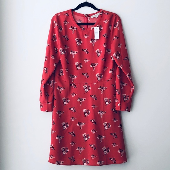 NWT LOFT Fit and Flare Long Sleeve Dress Size 12 - Picture 2 of 9